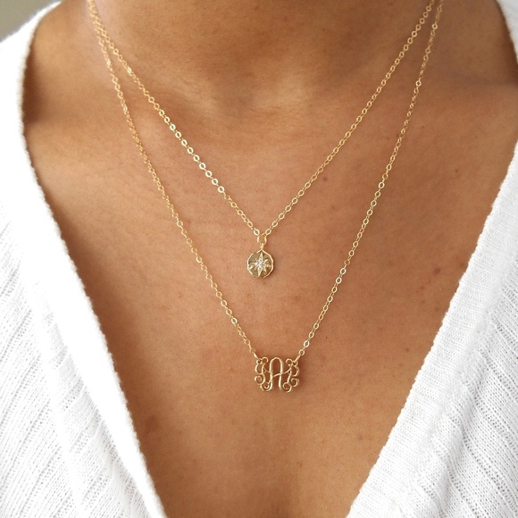 Gold Monogram Necklace - Picture 6 of 7